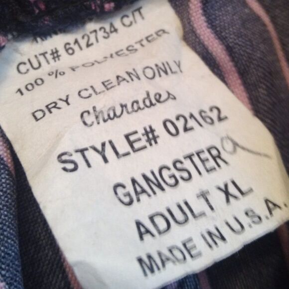 Vintage Charades Pinstripe Gangster Polyester Pants Pink Costume - Picture 5 of 7